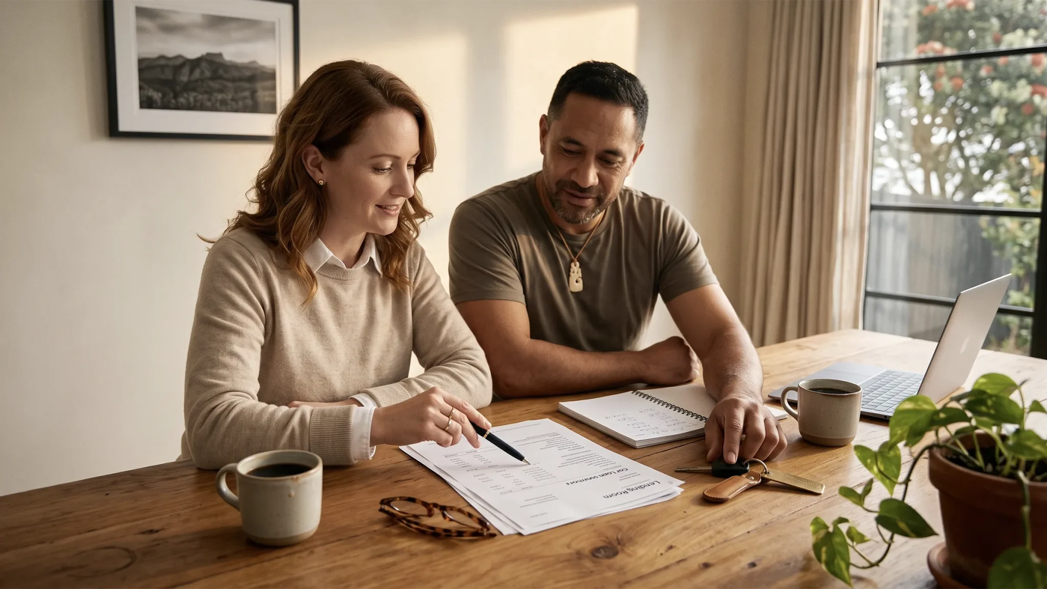 Reviewing car finance paperwork in NZ. Lending Room walks customers through the full cost before they commit.