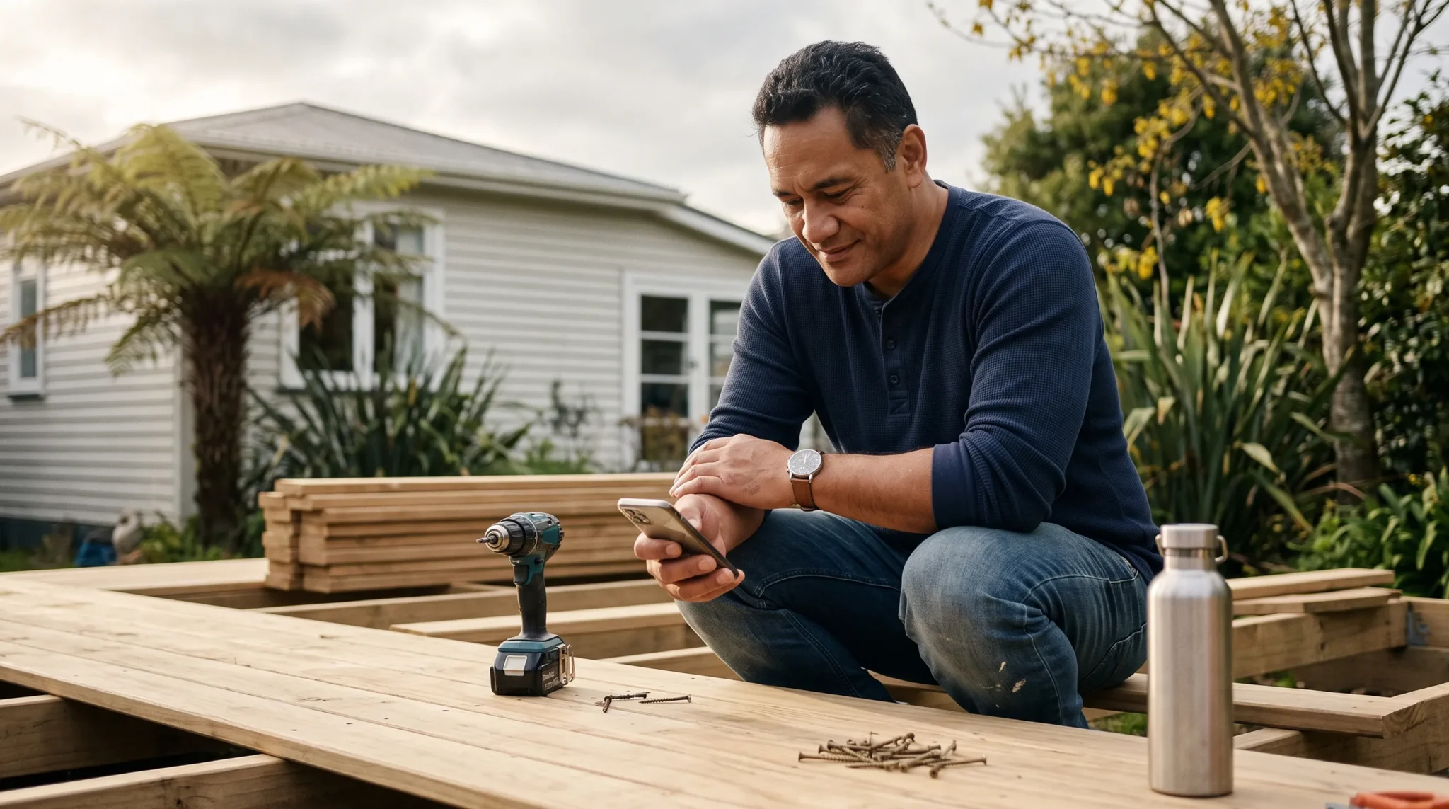 Kiwi homeowner planning a renovation budget online, Lending Room NZ